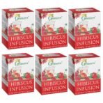 Grenera Hibiscus Tea 25 Dips (Pack of 6), Made With Real Hibiscus Petals, Delicious Red Tea For Sugar and High Blood Pressure Control, Hair Growth, Caffeine Free Infusion - Fast UK Delivery