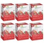 Grenera Hibiscus Tea 25 Dips (Pack of 6), Made With Real Hibiscus Petals, Delicious Red Tea For Sugar and High Blood Pressure Control, Hair Growth, Caffeine Free Infusion - Fast UK Delivery
