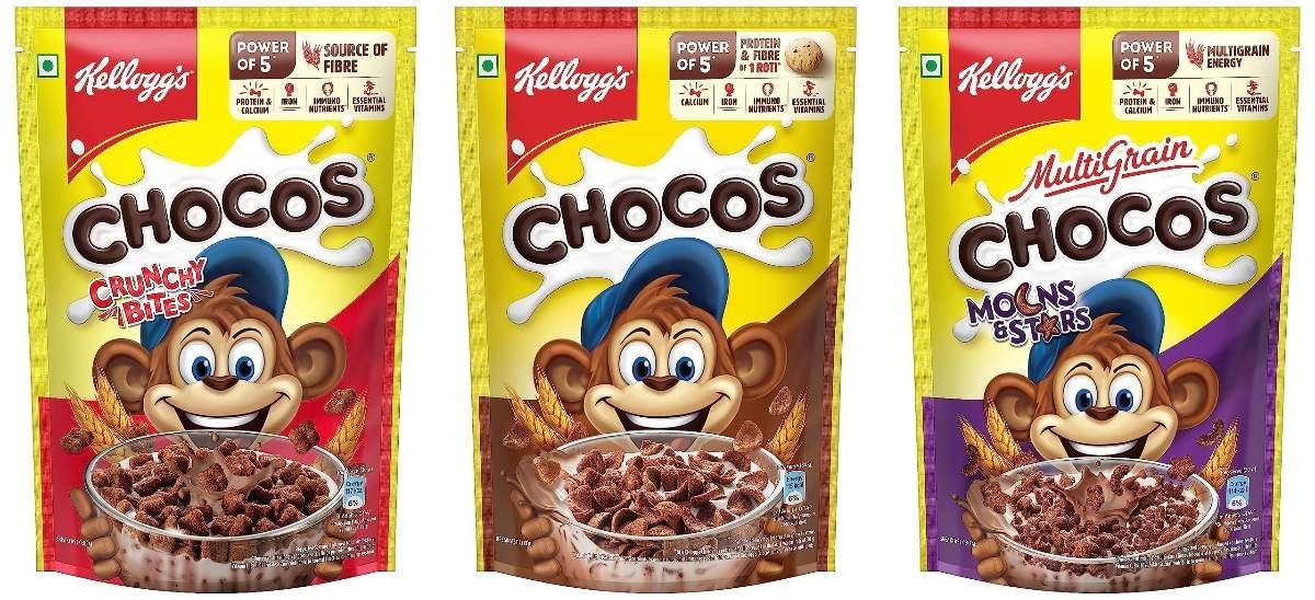uk91LHoQmSlVL-1-1.jpg Kellogg's Chocos, With Protein & Fibre Of 1 Roti* In Each Bowl*, 385G Pack & Crunchy Bites, 375G Pack & Chocos Moons & Stars, With Whole Grain, 375G Pack - Fast UK Delivery - Image 1