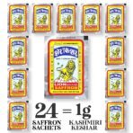 LION BRAND SAFFRON , 1G Single Use Saffron Sachets/Packets With Pure Kashmiri Saffron/Keshar/Kesar For Bhai Dooj, Tilak, Kesar Tikka And Puja (24 Sachets = 1 Gram) - Fast UK Delivery