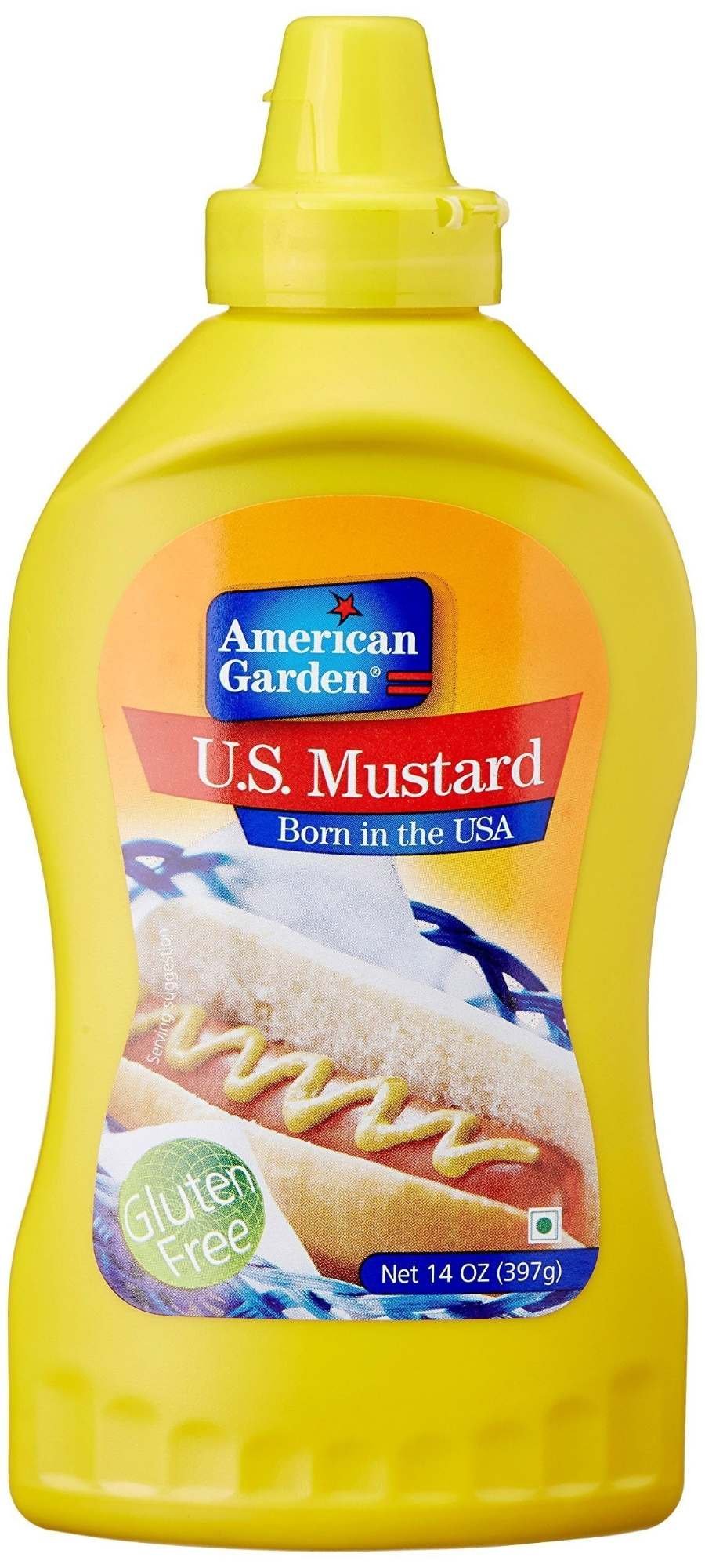 uk91f5x-SGK8L-1-1.jpg American Garden U.S. - Mustard, 397g Squeeze Bottle - Fast UK Delivery - Image 1