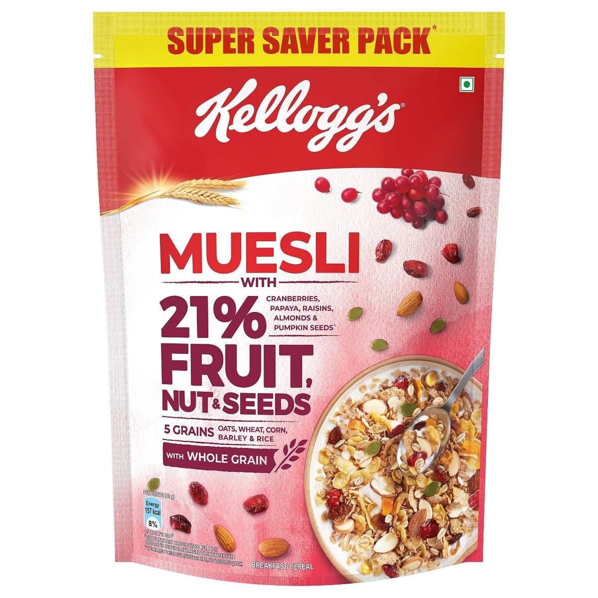 uk91i9rdecBvL-1-1.jpg Kellogg's Muesli Crunchy Fruit And Nut, Multi-Grain Cereal, High In Iron, Vitamin B And Source Of Fibre, 750g - Fast UK Delivery - Image 1