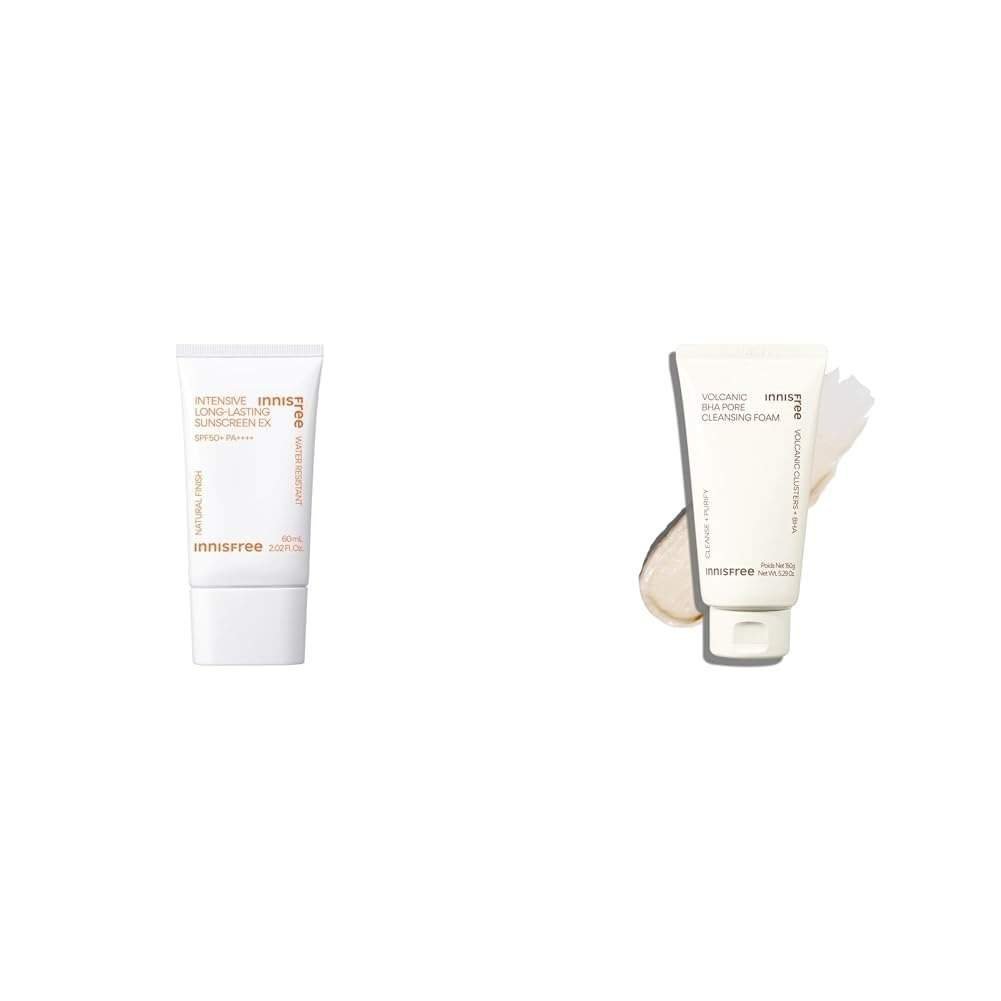 uk319bZnxGmCL-1.jpg Innisfree Intensive Long Lasting Sunscreen 50 ml with SPF 50+ PA++++ for Long Lasting Matte Finish,Innisfree Volcanic BHA Pore Cleansing Foam 150 grams with Volcanic Custers for clogged pores, Oily/ - Fast UK Delivery - Image 1