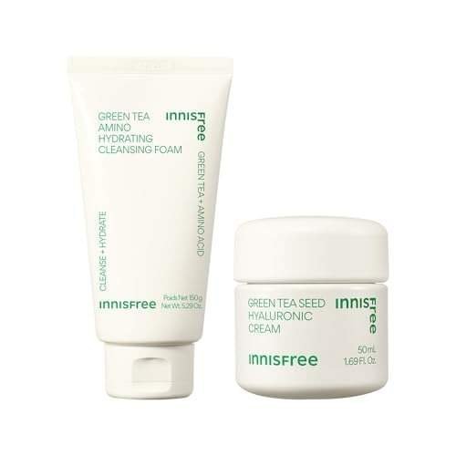 uk31JeE7sNxtL-1.jpg Innisfree Green Tea Hydrating Amino Acid Foam Cleanser 150 grams for Daily Cleansing & Innisfree Green Tea Seed Cream 50 ml With Hyaluronic Acid | Skincare Combo for Hydration - Fast UK Delivery - Image 1