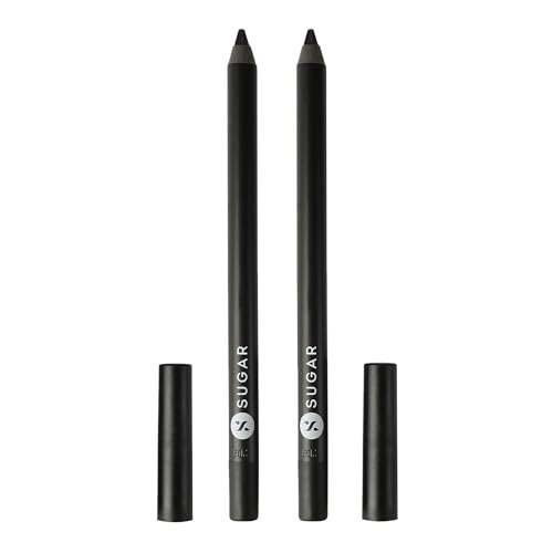 uk31c73Q5L5uL-1.jpg SUGAR Cosmetics Stroke Of Genius Heavy-Duty Kohl with Sharpner (Pack of 2) | Long Lasting, Smudge Proof & Waterproof Kajal Pencil | Matte Finish | 2.4gm - 05 Black Magic - Fast UK Delivery - Image 1