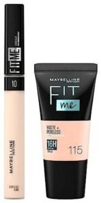 Maybelline New York Fit Me Concealer,10 Light, 6.8ml and Maybelline New York Fit Me Matte+Poreless Liquid Foundation Tube, 115 Ivory, 18ml - Fast UK Delivery - Image 2