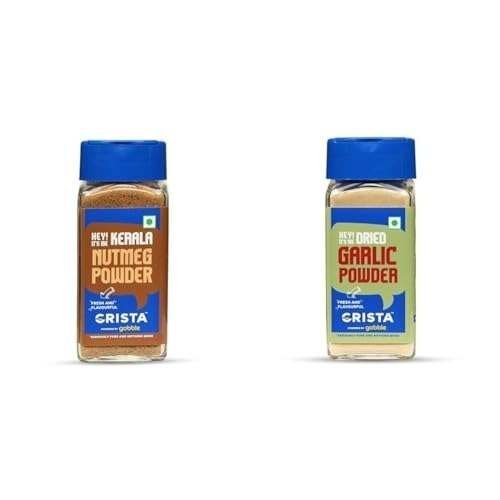 uk31vXEsK8-9L-1-1.jpg CRISTA Daily Ground Spices Combo - 9 | Nutmeg Powder X 1, 50 gms & Garlic Powder X 1, 45 gms | No Added Colours, Fillers & Preservatives | Pack of 2 - Image 1