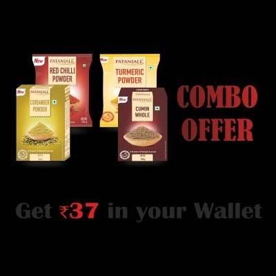 uk400_400_1689664979Combo.jpg Patanjali Spices Combo- Coriander Powder 100g+Red Chilli 200g+Turmeric Powder 500 g+cumin whole 100g - Fast UK Delivery - Image 1