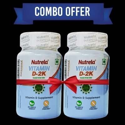 uk400_400_1728046157d2k.jpg Patanjali Nutrela Vitamin D-2K Natural - 60 Chewable Tablets for Men & Women - Vanilla Flavor (pack of 2) - Fast UK Delivery - Image 1