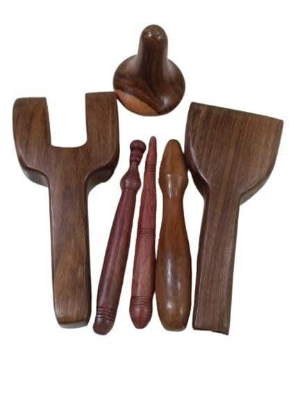 uk410FKuFRp2L-1-1.jpg FA INDUSTRIES Wood Therapy Massage Tools Set Massage Kit Therapy Tools for Body Muscle Pain Relief Wooden Body Face Sculpting Tools Wood Roller Massager, Fascia Massage - Set of 6 - Fast UK Delivery - Image 1