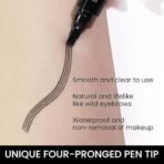 ZEYFLEEB 4 Point Eyebrow Pencil Black,Waterproof Microblading Eyebrow Pencil with a Micro-Fork Tip Applicator Creates || Black Fine Sketch Liquid Eye Brow Tattoo Tint Pen - Fast UK Delivery - Image 4