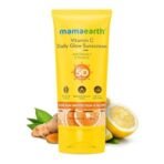 Mamaearth Vitamin C Daily Glow Sunscreen with Vitamin C & Turmeric for Sun Protection & Glow | SPF 50 & PA++++ Protection | No White Cast | Lightweight & Non-Sticky | Brightens Skin | For All Skin Types | 80 g - Fast UK Delivery - Image 2