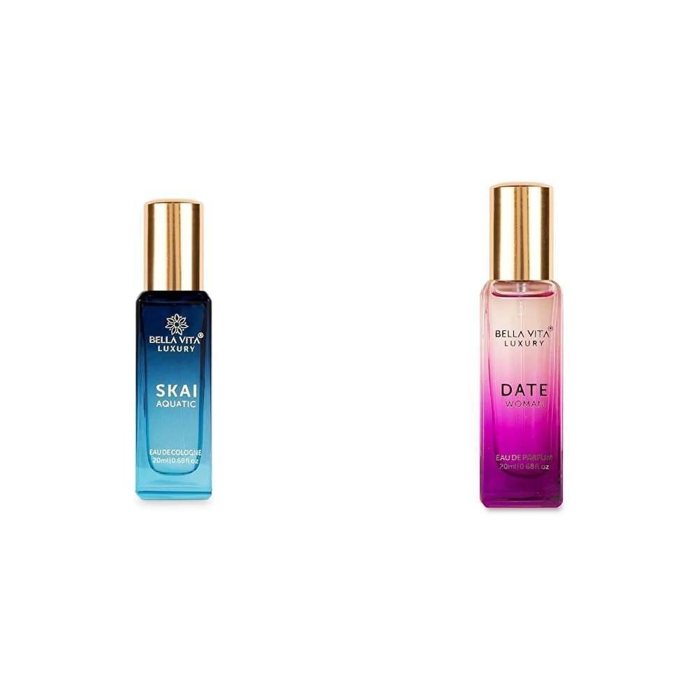 uk415HvHw9rkL-1.jpg Bella Vita Luxury Skai Aquatic & Date Women Perfume Spray Combo With Bergamot, Pink Pepper, Fruity Long Lasting EDC, EDP Fragrance Scent Pack Of 2, 20ml Each - Fast UK Delivery - Image 1