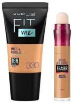 Maybelline New York Instant Age Rewind Concealer, Caramel, 6Ml And New York Fit Me Matte+Poreless Liquid Foundation Medium Coverage For Oily Skin Tube, 330 Toffee, 18Ml, Pack Of 1 - Fast UK Delivery - Image 2
