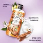 Lux Body Wash LUXURIOUS SANDALWOOD with Sandalwood Oil & Tuberose scent SuperSaver XL Pump Bottle with upto 12H* Long Lasting Fragrance|| Glycerine|| Paraben Free|| Rich Foam|| 750 ml - Fast UK Delivery - Image 5