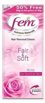 FEM Fairness Naturals Fair And Soft Hair Removal Cream For Sensitive Skin - 40 G (50% Extra), Women - Fast UK Delivery