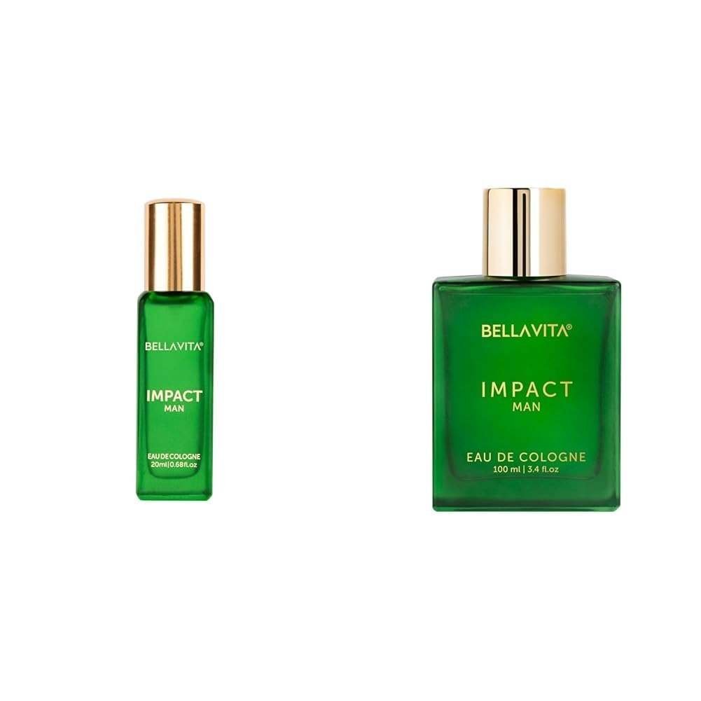uk41EO89myy3L-1.jpg Bella Vita Luxury Impact Man Eau De Cologne Impact Man Liquid Eau De Cologne Perfume With Mandarin Orange Patchouli Cedar Woody Citrusy Long Lasting Edc Fragrance Scent For Men 100Ml, 20 Ml,Green - Fast UK Delivery - Image 1