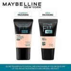 Maybelline New York Liquid Foundation, Matte & Poreless, Full Coverage Blendable Normal to Oily Skin, Fit Me, 115 Ivory, 18ml (Pack of 2) - Fast UK Delivery - Image 3