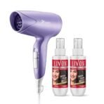 Livon Damage Protect Serum for Women & Men, Protection up to 250 deg & 2X Less Hair Breakage, 100 ml (Pack of 2) with Syska Hair Dryer & Livon Hair Serum For Women| 100 Ml (Pack Of 2) - Fast UK Delivery - Image 3