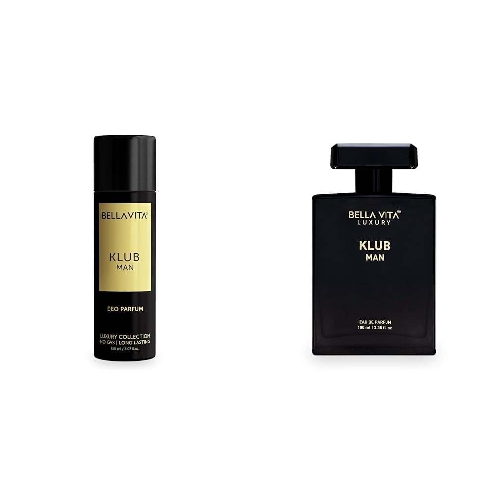 uk41FnWkXBruL-1.jpg Bella Vita Luxury Hit The Klub Tonight Combo For Him, Pack Of 2 Premium Long Lasting Fragrance Musk Scent - Klub Edp 100 Ml & Liquid Klub Body Parfum Deodorant For Unisex Adult, 150 Milliliters - Fast UK Delivery - Image 1