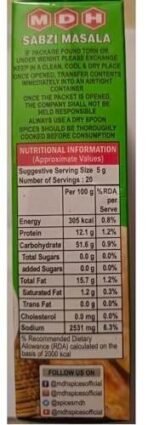 MDH Sabzi Masala 100gm - Fast UK Delivery - Image 3