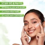 Mamaearth Rice Water Dewy Sunscreen with Rice Water & Niacinamide | Gives SPF50 & PA++++ Protection | For Glass Skin Glow | Evens Skin Tone | UVA & UVB Protection | No White Cast | For All Skin Types | 50 g - Fast UK Delivery - Image 4