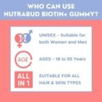 Nutrabud Biotin Hair Gummies For Women, Men | No Added Sugar | For Healthy Hair Growth, Skin Glow & Strong Nails | Strawberry Flavor Veg Gummy Bear Supplement - 60 Count (Pack of 1) - Fast UK Delivery - Image 7