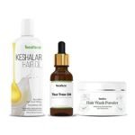 Beaface Combo hair Pack Keshalar Hair Oil 100ml Hair Wash Powder 100gm Tea Tree Oil 20ml (Pack of 3) - Fast UK Delivery