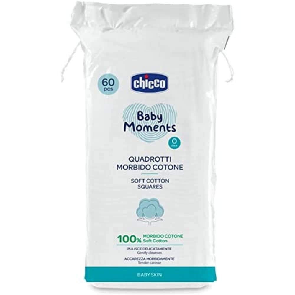 uk41NFvZ6SYwL-1.jpg Chicco Baby Moments 100% Soft Cotton Squares (60 Count) for Cleaning and Baby Care | Soft & Gentle on Delicate Skin - Image 1