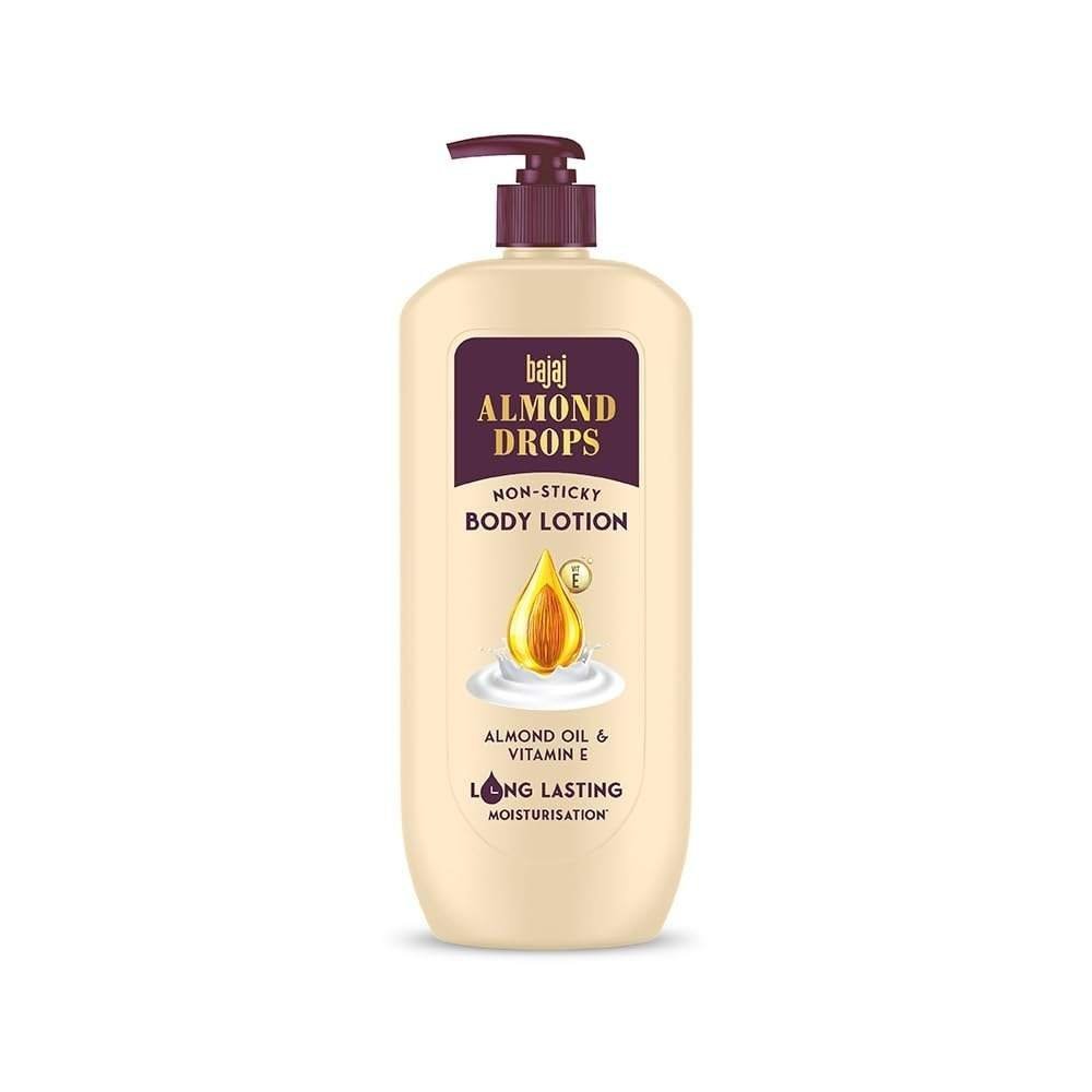 uk41OcxcG1WnL-1-1.jpg Bajaj Almond Drops Non-Sticky Body Lotion | Long Lasting Moisturization | Almond Oil & Vitamin E | Nourished and Smooth Skin | 600 ML - Fast UK Delivery - Image 1