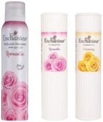 Enchanteur Romantic Perfumed Talc for Women, 250g with Roses & Jasmine Extracts & Perfumed Deodorant Spray For Women, 150ml & Perfumed Talc for Women, 250g with Roses, Muguets & Cedarwood Extracts - Fast UK Delivery - Image 2
