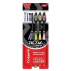Colgate Zigzag Charcoal Soft Bristle Manual Toothbrush For Adults Combo Pack Offer-4 Pcs, Removes Germs In Between Teeth, Soft-Tongue Cleaner - Fast UK Delivery