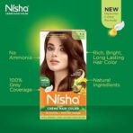 Nisha Cream Hair Color Natural Brown, Permanent Hair Colour for Women Men, No Ammonia, Ultra Soft Deep Shine, 100% Grey Coverage, 4.0 Natural Brown Hair Colour (60gm+60ml+18ml) - Fast UK Delivery - Image 4
