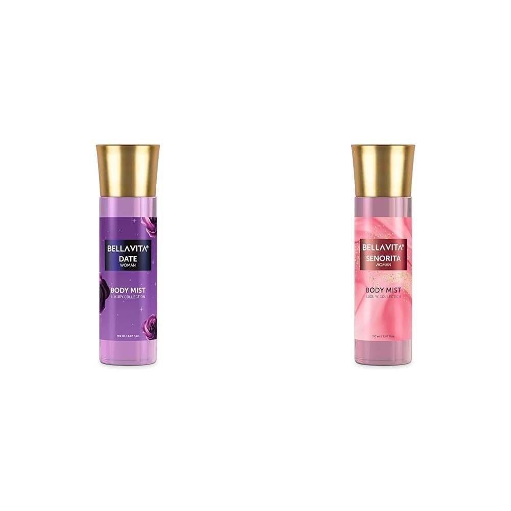 uk41SKK5qZvOL-1.jpg Bella Vita Luxury Date & Senorita Body Spray Mist Perfume Combo With Long Lasting Refreshing Floral & Fruity Fragrance Of Vanilla, Pomegranate & Mint For Women, 150ml Each - Fast UK Delivery - Image 1