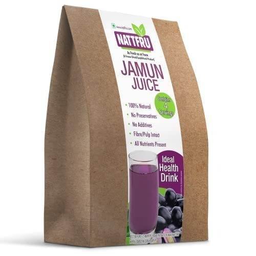 uk41SQydvHA8L.jpg Nattfru Natural Jamun Fruit Juice 100g with No Preservatives Added, Contains 4 Servings, Helps in Digestion, Purify Blood, Easy to Make, Healthy Beverage, Instant Refreshing Drink - Pack of 1 - Fast UK Delivery - Image 1