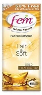 FEM Fairness Naturals Hair Removal Cream Fair And Soft - 40 G (50% Extra) for Women - Fast UK Delivery