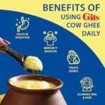 Gits Cow Ghee 500 ml Jar | Pack of 1 | Aroma in every drop |Pure Veg, Pure Cow Ghee, Desi Ghee, No preservatives | Rich Taste & Aroma | Good source of Vitamin A, Delicious, Healthy & Nutritious | Good for Digestion, Heart, Skin and Hair | Homemade taste - Fast UK Delivery - Image 7