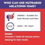 nutrabud Melatonin 10 Mg - 120 Veg Tablets - For Sleep Support,Nerve Relaxation,And Stress Relief - Non-Habit Forming For Men & Women (120 Count (Pack Of 1),Unflavoured),120 Capsule - Fast UK Delivery - Image 7