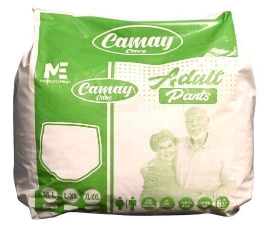 uk41VHhMpvTL-1.jpg Camay Care Adult Diapers Pant Style 10 PCS with Soft Ultra Leak Guard and Anti-Bacterial Absorbent Core (Size - L to XL/Green) - Fast UK Delivery - Image 1