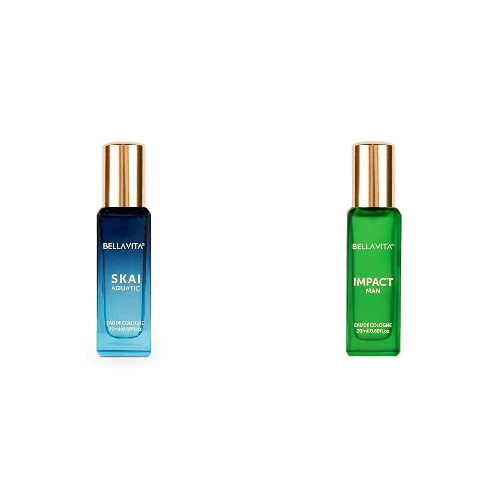 uk41VVRDy0dUL-1.jpg Bella Vita Luxury Unisex Skai Aquatic & Impact Man Liquid Eau De Cologne Perfume With Mandarin Orange Patchouli Cedar Woody Citrusy Long Lasting Edc Fragrance Scent For Men 20 Ml,Assorted - Fast UK Delivery - Image 1
