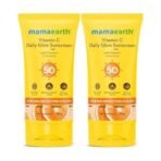 Mamaearth Vitamin C Daily Glow Sunscreen with Vitamin C & Turmeric for Sun Protection & Glow | SPF 50 & PA++++ Protection | No White Cast | Lightweight & Non-Sticky | Brightens Skin | For All Skin Types | 50g x 2 - Fast UK Delivery - Image 2