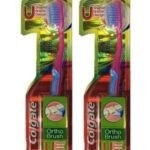 Colgate Ortho Brush Slim Soft Toothbrush 100% Whole Mouth Cleaner Cheek & Tongune Cleaner Shaped Bristle Design Pack Of 4Pc, Manual, Adult, Pink - Fast UK Delivery