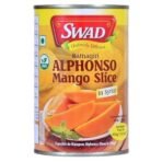 SWAD Alphonso Mango Slice with Syrup | No Added Preservatives & Sweeteners | Export Grade Happus Aam | Natural Mango Slices with Syrup | Tin Pack of 1 (450g each) - Fast UK Delivery - Image 5