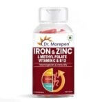 DR. MOREPEN Iron & Zinc Tablets | Enriched with Iron, Zinc, Vitamin C & B12 | Natural & Safe for Men and Women | 60 Veg Tablets - Fast UK Delivery - Image 2