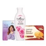 Enchanteur Romantic Hand and Body Lotion 100ml + Yardley Perfume 10ml + Santoor Royal Sandal Soap 75g Romantic Perfumed Talcum Powder with Floral French Fragrance for Women Combo - Fast UK Delivery - Image 3