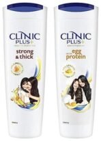 Clinic Plus Strength & Shine With Egg Protein Shampoo, 355 ml & Clinic Plus Strong & Extra Thick Shampoo With Milk Protein And Almond Oil For Hair Strengthening & Volume, 355ml - Fast UK Delivery - Image 2