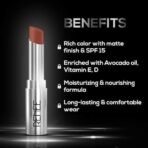RENEE Matte Lock Lipstick - Soul, Moisturizing, Long Lasting & Weightless Formula, Intense Color Pay Off with Ultra-Matte Finish, Enriched with Avocado oil, Vitamin E, D & Beta-Carotene, 3.5 Gm - Fast UK Delivery - Image 4