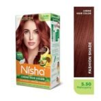 Nisha Cream Hair Color Mahogany, Permanent Hair Colour for Women Men, No Ammonia, Ultra Soft Deep Shine, 100% Grey Coverage, 5.50 Mahogany Hair Colour 120gm Pack of 1 - Fast UK Delivery - Image 4
