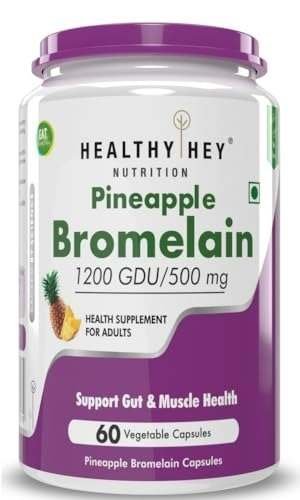 uk41k2F3mpsML-1-1.jpg HealthyHey Nutrition Bromelain Digestive Enzyme- High Concentrate -60 Veg. Capsules (Pack of 1) - Fast UK Delivery - Image 1
