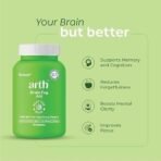 Arth Brain Fog Support | Brain Booster Supplement for Women | Helps Improve Cognition, Focus, Concentration, and Memory; Reduces Stress & Anxiety | Formulated with a highly potent Brahmi tablet featuring Brahmi extract (B-Lit Bacopa) | 30-Day Stress and Anxiety Relief Capsules (30 Veg Capsules) - Fast UK Delivery - Image 3